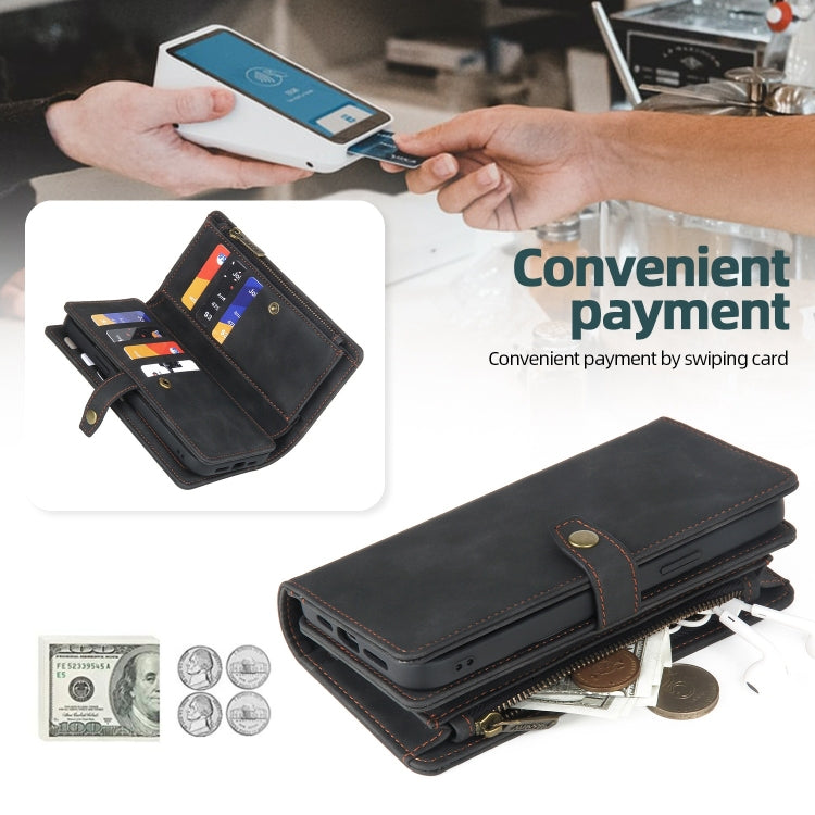 For Samsung Galaxy A51 4G Zipper Wallet Magnetic Detachable Leather Phone Case(Black) by buy2fix