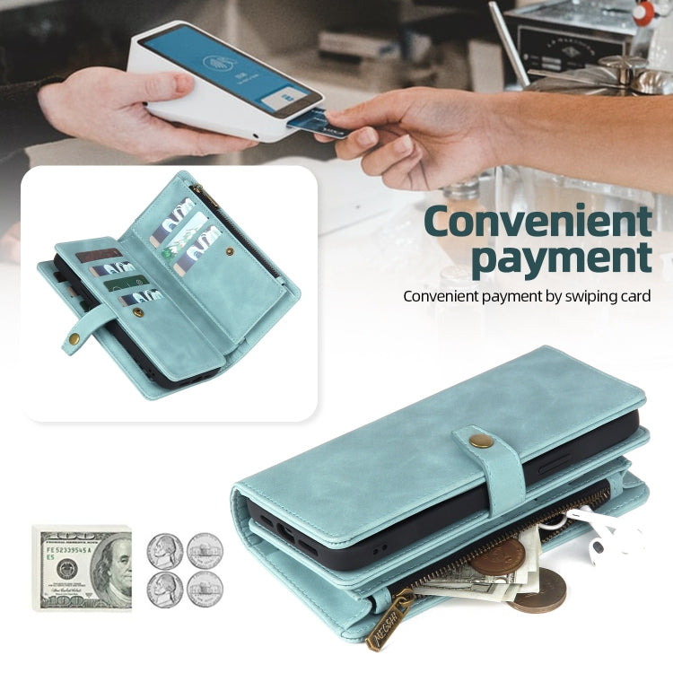 For Samsung Galaxy A72 4G/5G Zipper Wallet Magnetic Detachable Leather Phone Case(Blue) by buy2fix