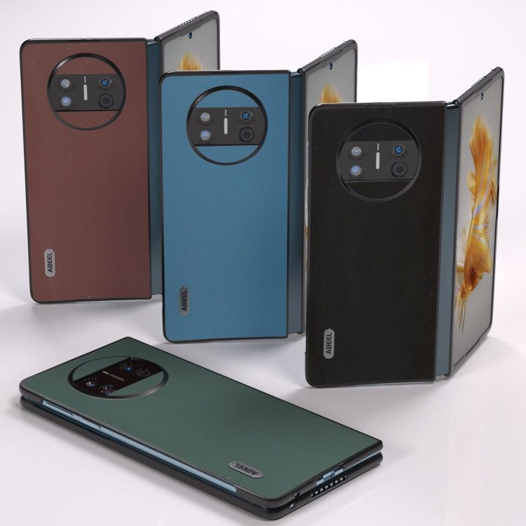 For Huawei Mate X3 ABEEL Genuine Leather Silky Soft Black Edge Phone Case(Black) by buy2fix