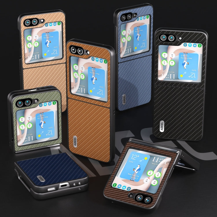 For Samsung Galaxy Z Flip5 ABEEL Carbon Fiber Texture Protective Phone Case(Gold) by buy2fix
