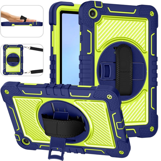 For Huawei MatePad SE 10.4 360 Degree Rotation PC Contrast Silicone Tablet Case(Navy Blue + Yellow Green) by buy2fix