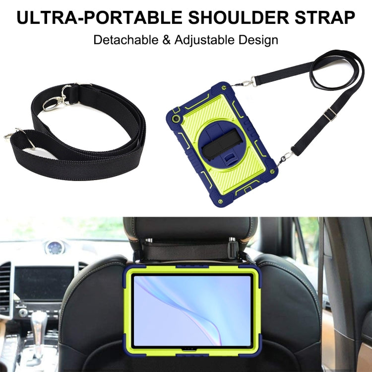 For Huawei MatePad SE 10.4 360 Degree Rotation PC Contrast Silicone Tablet Case(Navy Blue + Yellow Green) by buy2fix