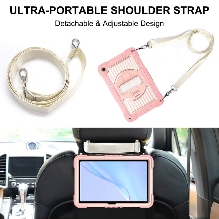 For Huawei MatePad SE 10.4 360 Degree Rotation PC Contrast Silicone Tablet Case(Rose Gold) by buy2fix