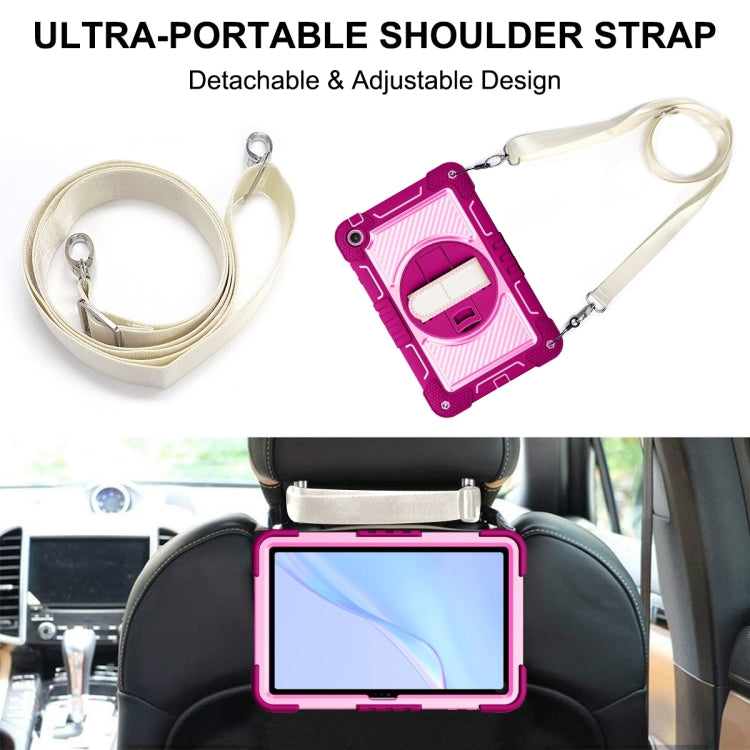 For Huawei MatePad SE 10.4 360 Degree Rotation PC Contrast Silicone Tablet Case(Rose Red + Pink) by buy2fix