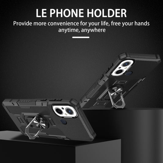 For Xiaomi Redmi 12C 4G Ring Holder Armor Hybrid Phone Case(Black) by buy2fix