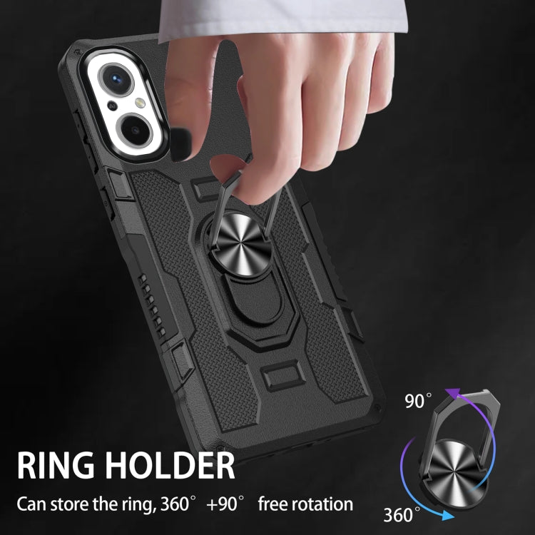 For Xiaomi Redmi 12C 4G Ring Holder Armor Hybrid Phone Case(Black) by buy2fix