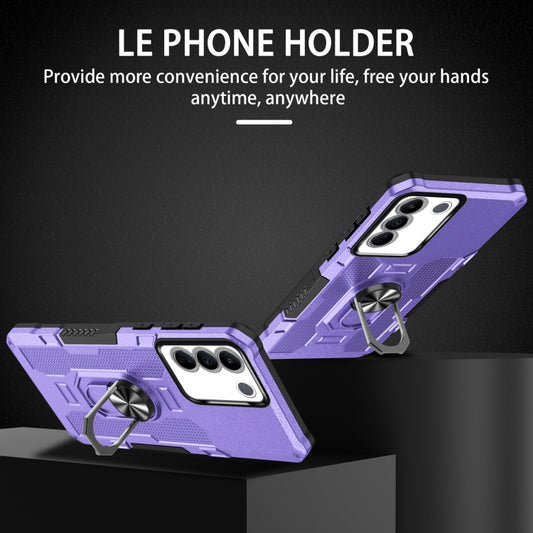For vivo V27 Ring Holder Armor Hybrid Phone Case(Purple) by buy2fix