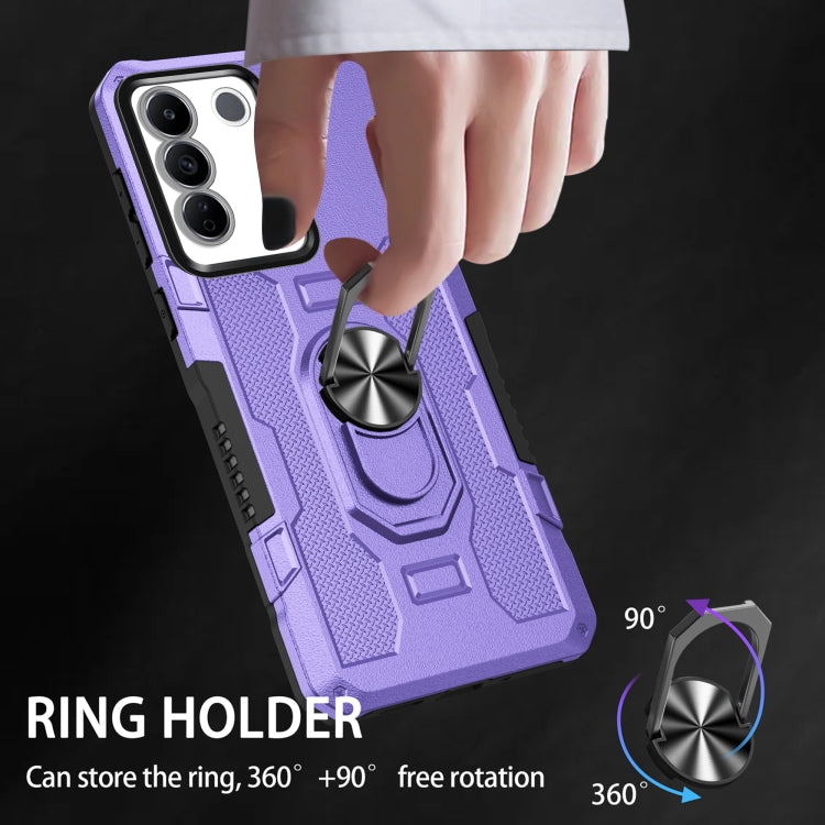 For vivo V27 Ring Holder Armor Hybrid Phone Case(Purple) by buy2fix