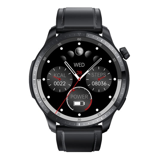 T52 1.39 inch IP67 Waterproof Leather Band Smart Watch Supports Bluetooth Call / Blood Oxygen / Body Temperature Monitoring(Black) by buy2fix
