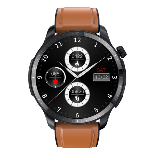 T52 1.39 inch IP67 Waterproof Leather Band Smart Watch Supports Bluetooth Call / Blood Oxygen / Body Temperature Monitoring(Brown) by buy2fix