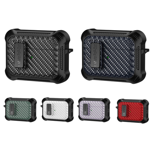 For AirPods 2 / 1 Alpha Carbon Fiber Wireless Bluetooth Earphone Protective Case(Purple) by buy2fix