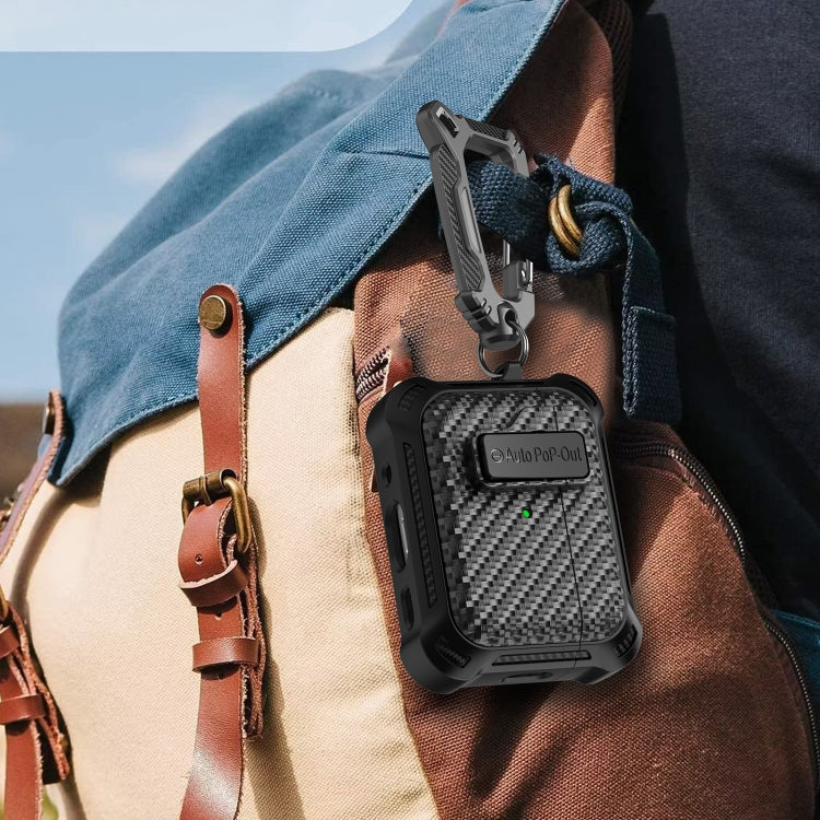 For AirPods 2 / 1 Alpha Carbon Fiber Wireless Bluetooth Earphone Protective Case(Purple) by buy2fix