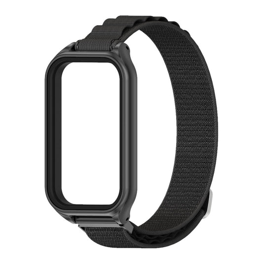 For Xiaomi Smart Band 8 Active / Redmi Band 2 Mijobs Metal Shell Nylon Breathable Watch Band(Black) by MIJOBS