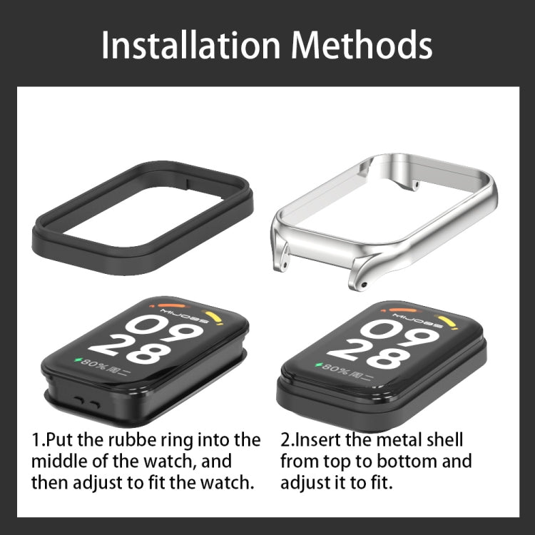 For Xiaomi Smart Band 8 Active / Redmi Band 2 Mijobs Metal Shell + Milan Magnetic Metal Watch Band(Silver) by MIJOBS