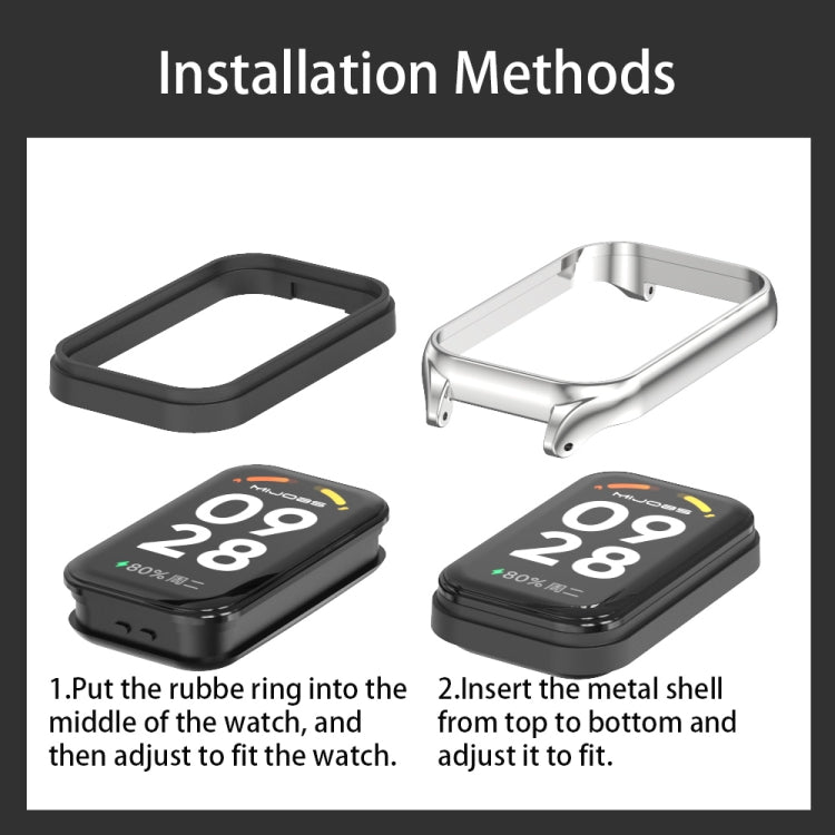 For Xiaomi Smart Band 8 Active / Redmi Band 2 Mijobs Metal Shell + Milan Buckle Metal Watch Band(Gold) by MIJOBS