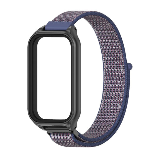 For Xiaomi Smart Band 8 Active / Redmi Band 2 Mijobs Metal Shell Breathable Nylon Loop Watch Band(Midnight Blue Black) by MIJOBS