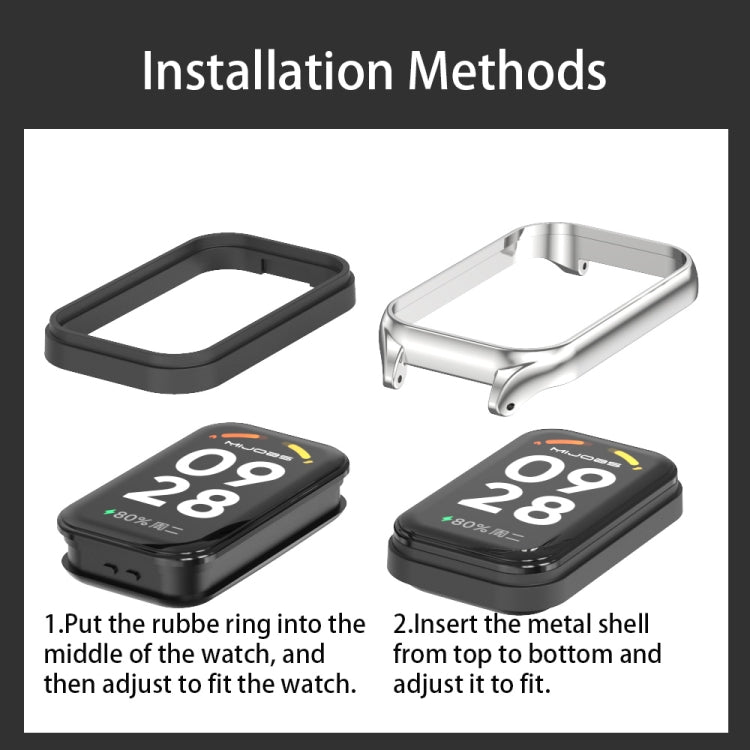 For Xiaomi Smart Band 8 Active / Redmi Band 2 Mijobs Metal Shell Breathable Nylon Loop Watch Band(Colorful Silver) by MIJOBS