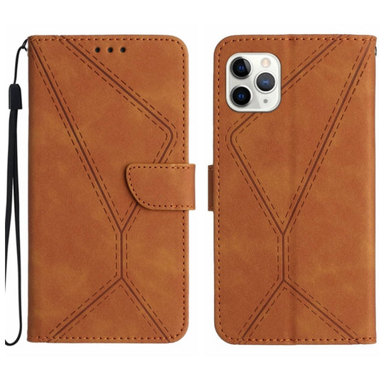 For iPhone 11 Pro Stitching Embossed Leather Phone Case(Brown) - iPhone 11 Pro Cases by buy2fix | Online Shopping UK | buy2fix