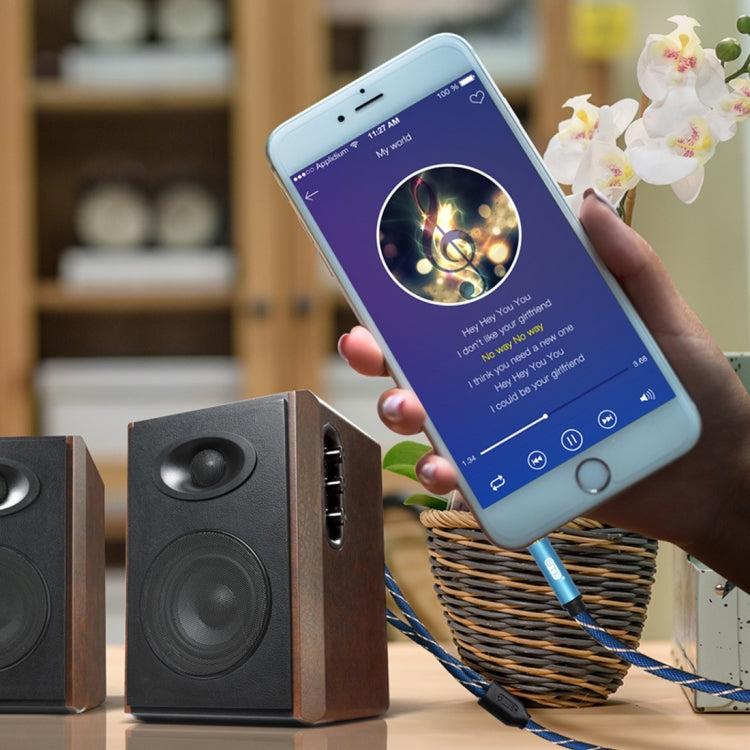 EMK 3.5mm Jack Male to 2 x RCA Male Gold Plated Connector Speaker Audio Cable, Cable Length:2m(Dark Blue) by EMK