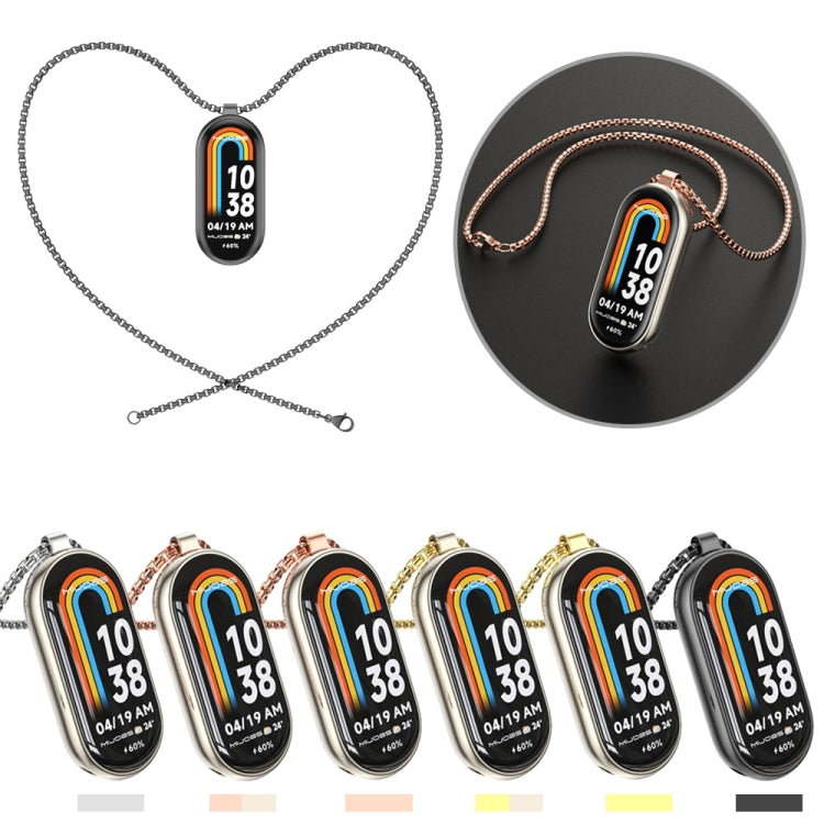 For Xiaomi Smart Band 10 / 9 / 8 Mijobs Metal Pendant Stainless Steel Watch Necklace(Rose Gold) by MIJOBS
