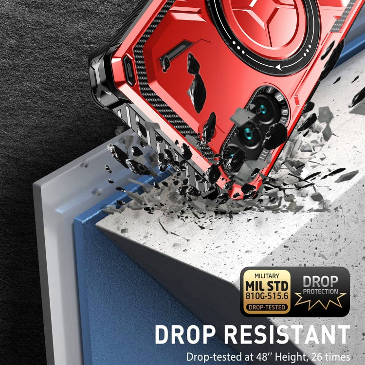 For Samsung Galaxy S22 5G Armor Series Holder Phone Case(Red) by buy2fix