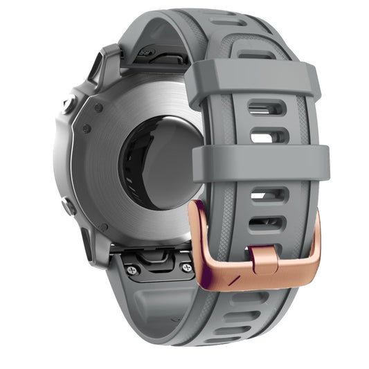 For Garmin Fenix 7S / 6S Pro / 5S Plus 20mm Rose Gold Buckle Silicone Watch Band(Grey) by buy2fix