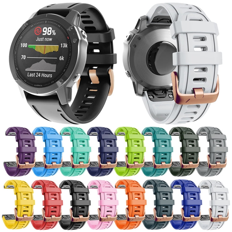 For Garmin Fenix 7S / 6S Pro / 5S Plus 20mm Rose Gold Buckle Silicone Watch Band(Grey) by buy2fix