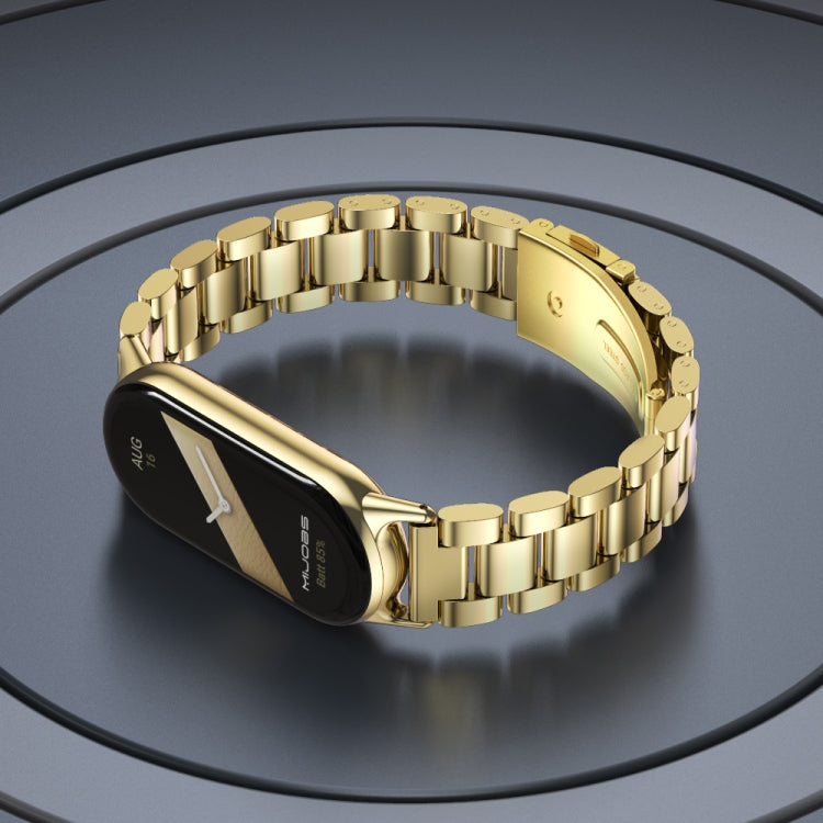 For Xiaomi Smart Band 10 / 9 / 8 Mijobs Three Bead Stainless Steel Watch Band(Black) by MIJOBS