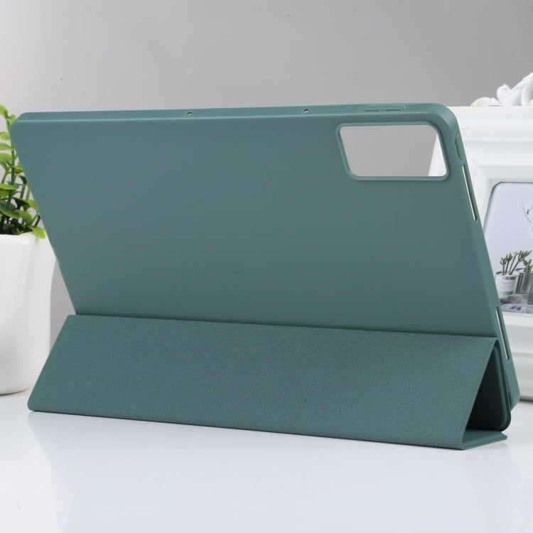 For Xiaomi Redmi Pad SE 2023 Three-fold Holder Flip Tablet Leather Case(Dark Green) by buy2fix
