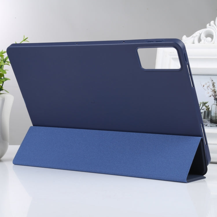 For Xiaomi Redmi Pad SE 2023 Three-fold Holder Flip Tablet Leather Case(Dark Blue) by buy2fix