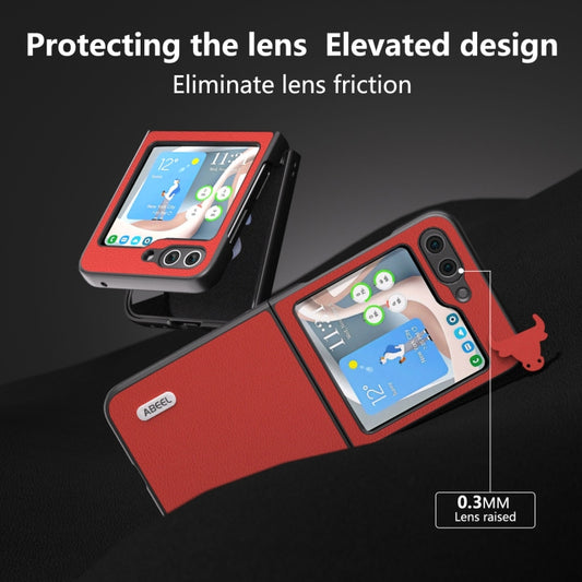 For Samsung Galaxy Z Flip5 ABEEL Genuine Leather Luolai Series Phone Case(Red) by buy2fix