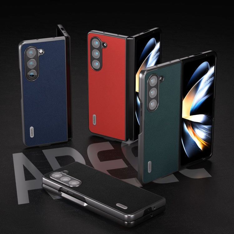 For Samsung Galaxy Z Fold5 ABEEL Genuine Leather Luolai Series Phone Case(Black) by buy2fix