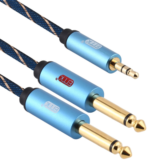EMK 3.5mm Jack Male to 2 x 6.35mm Jack Male Gold Plated Connector Nylon Braid AUX Cable for Computer / X-BOX / PS3 / CD / DVD, Cable Length:5m(Dark Blue) by buy2fix