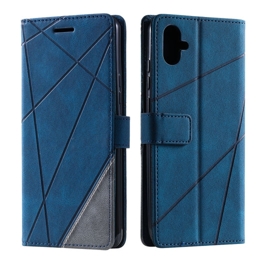 For Samsung Galaxy A04e /F04 Skin Feel Splicing Leather Phone Case(Blue) by buy2fix