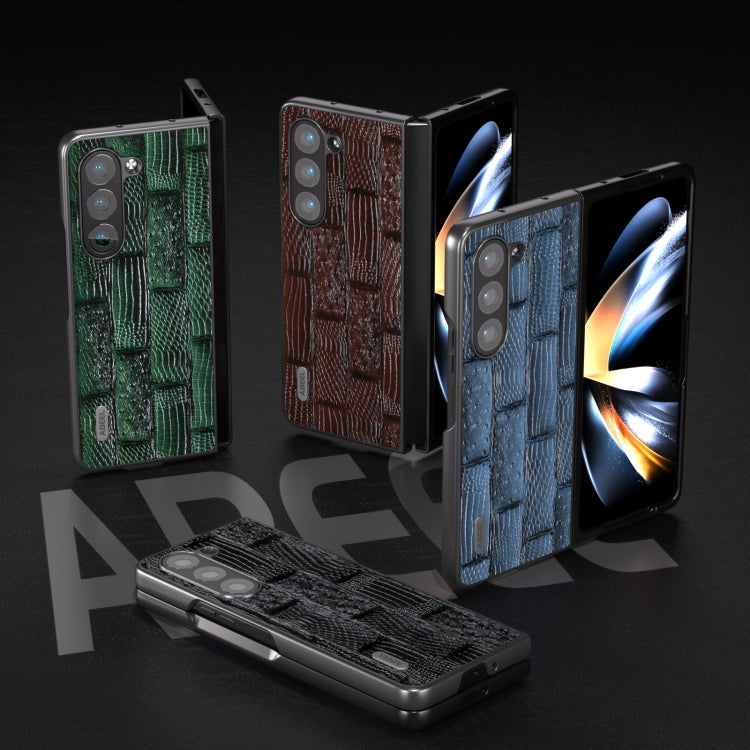 For Samsung Galaxy Z Fold5 ABEEL Genuine Leather Mahjong Texture Series Phone Case(Green) by buy2fix