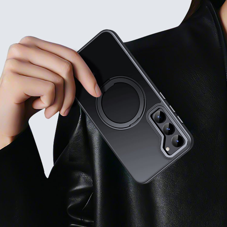 For Samsung Galaxy S23 5G 360 Rotating MagSafe Magnetic Skin Feel Phone Case(Silver) by buy2fix