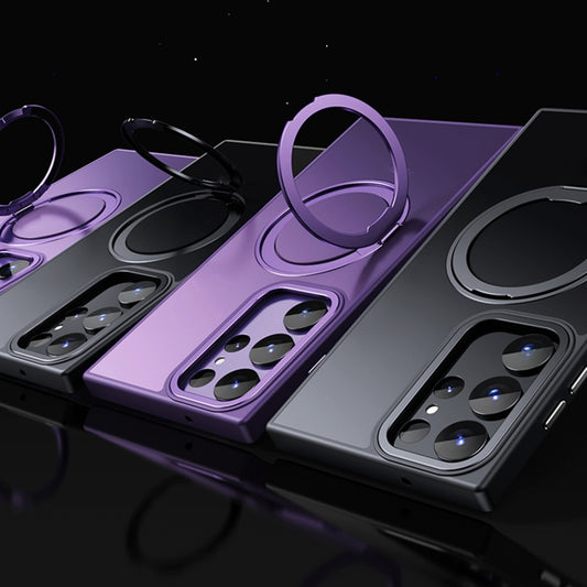 For Samsung Galaxy S23 Ultra 5G 360 Rotating MagSafe Magnetic Skin Feel Phone Case(Purple) by buy2fix