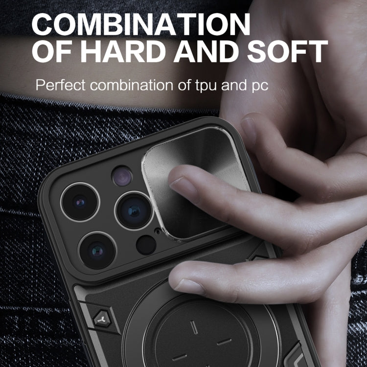 For iPhone 14 Pro Max CD Texture Sliding Camshield Magnetic Holder Phone Case(Red) by buy2fix