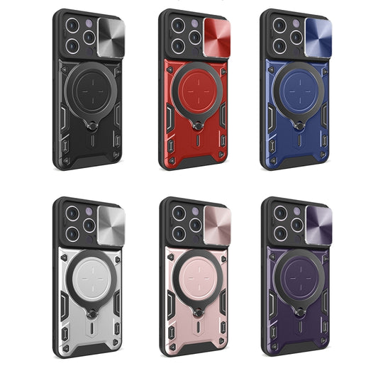 For iPhone 14 Plus CD Texture Sliding Camshield Magnetic Holder Phone Case(Black) by buy2fix