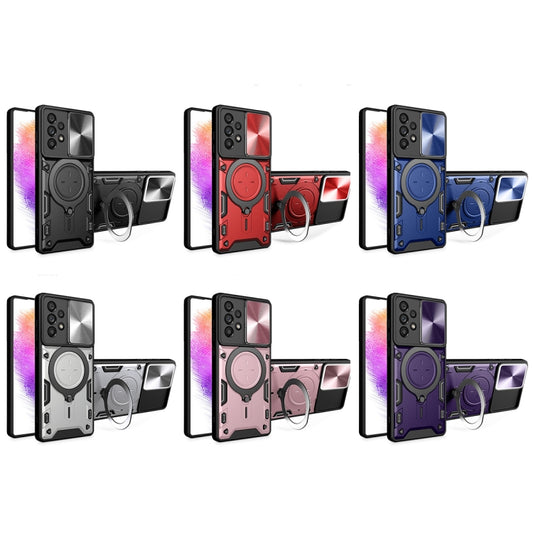 For Samsung Galaxy A73 5G CD Texture Sliding Camshield Magnetic Holder Phone Case(Black) by buy2fix