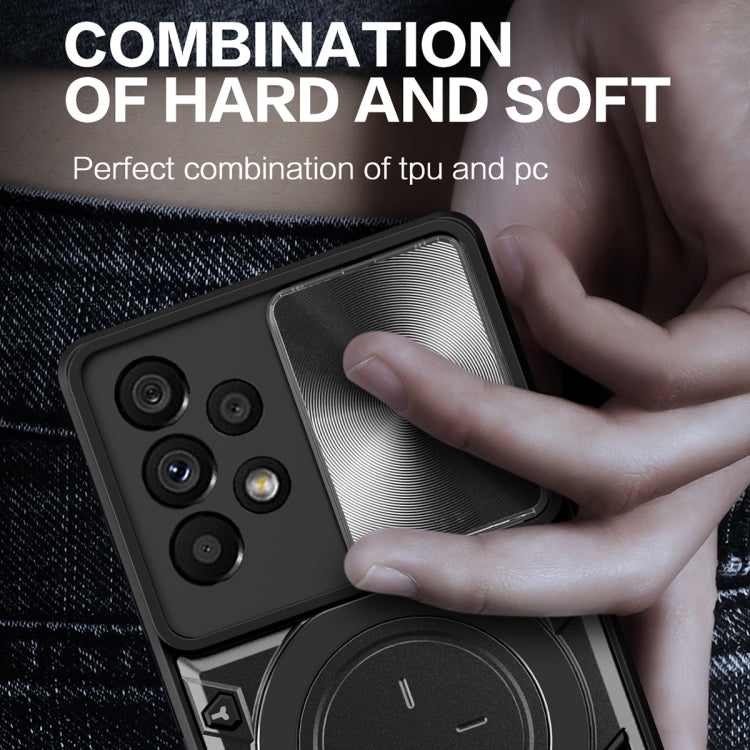 For Samsung Galaxy A73 5G CD Texture Sliding Camshield Magnetic Holder Phone Case(Black) by buy2fix