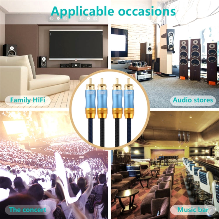 EMK 2 x RCA Male to 2 x RCA Male Gold Plated Connector Nylon Braid Coaxial Audio Cable for TV / Amplifier / Home Theater / DVD, Cable Length:2m(Dark Blue) by EMK