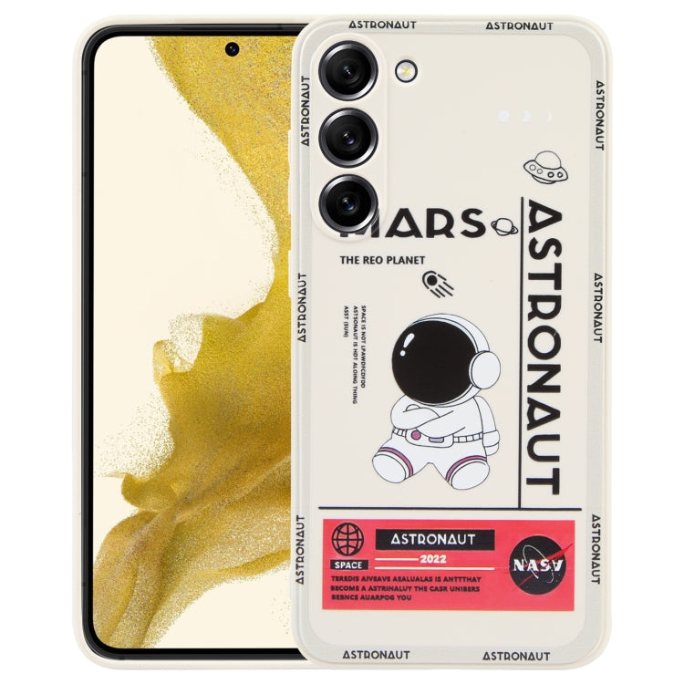 For Samsung Galaxy A22 5G Astronaut Pattern Silicone Straight Edge Phone Case(Mars Astronaut-White) - Galaxy Phone Cases by buy2fix | Online Shopping UK | buy2fix