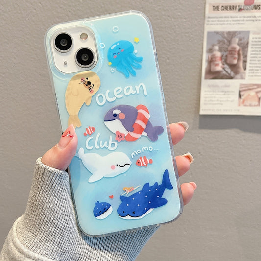 For iPhone 14 Pro IMD Cute Animal Pattern Phone Case(Seal) by buy2fix