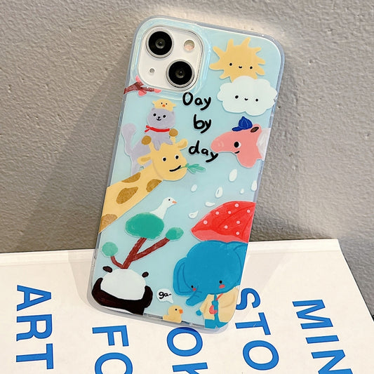 For iPhone 13 Pro IMD Cute Animal Pattern Phone Case(Giraffe) by buy2fix