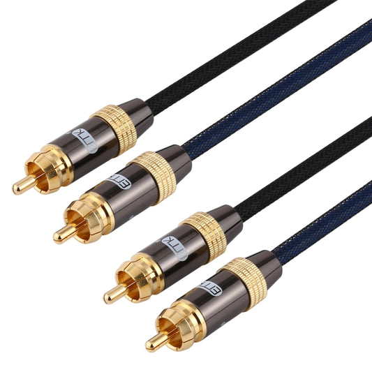 EMK 2 x RCA Male to 2 x RCA Male Gold Plated Connector Nylon Braid Coaxial Audio Cable for TV / Amplifier / Home Theater / DVD, Cable Length:5m(Black) by EMK