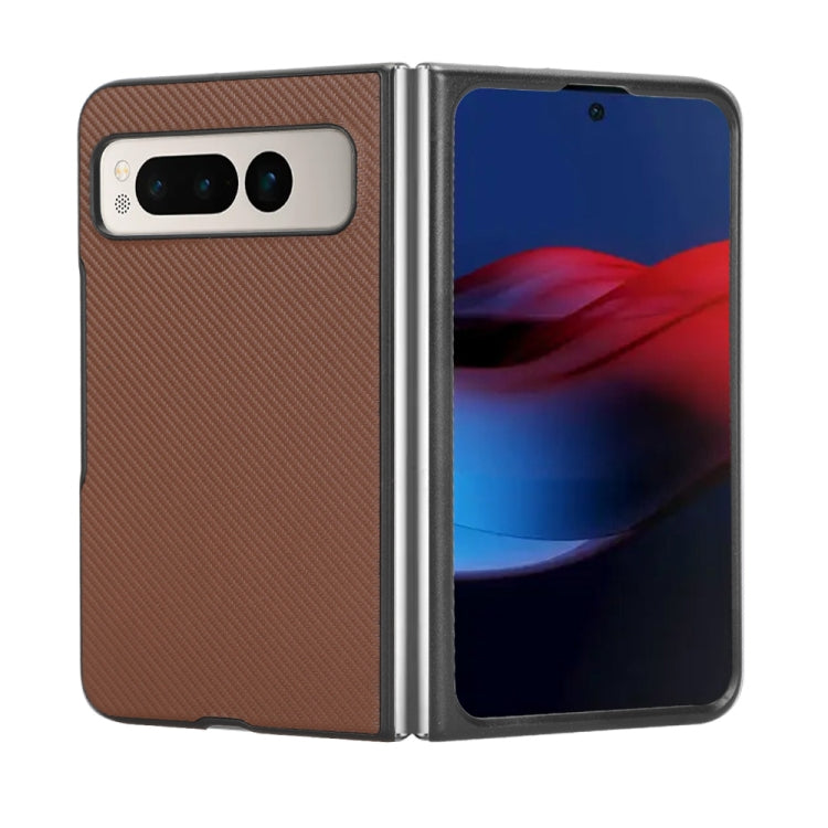 For Google Pixel Fold PU Leather PC Phone Case(Brown) by buy2fix