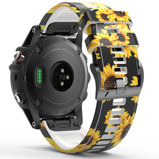 For Garmin Forerunner 965 / 955 / 945 / 935 Printing Quick Release Silicone Watch Band(Sunflower) by buy2fix