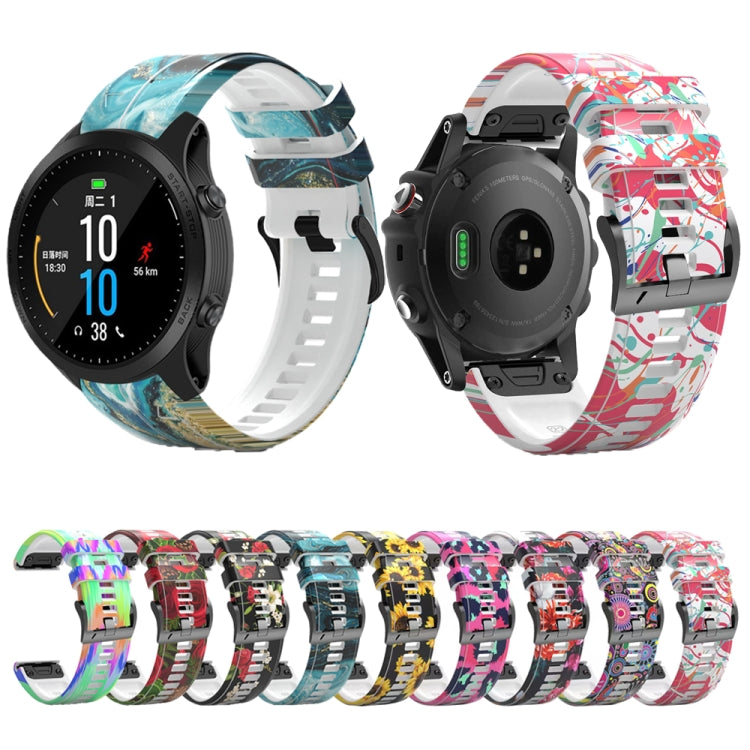 For Garmin Forerunner 965 / 955 / 945 / 935 Printing Quick Release Silicone Watch Band(Sunflower) by buy2fix