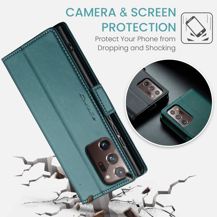 For Samsung Galaxy Note20 Ultra CaseMe 023 Butterfly Buckle Litchi Texture RFID Anti-theft Leather Phone Case(Pearly Blue) by CaseMe